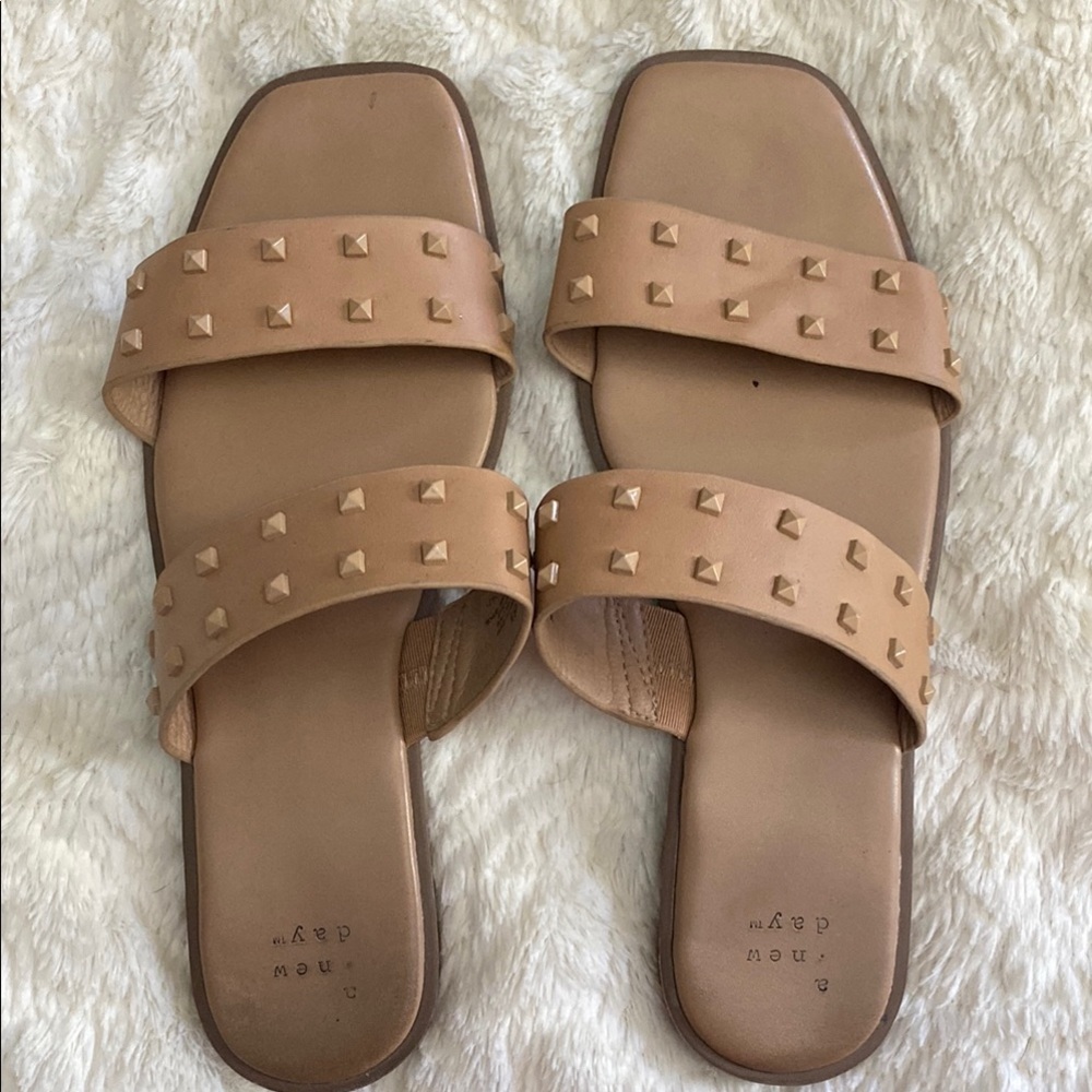 Madewell Tan Studded Sandals Double Strap